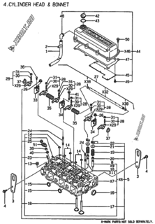  Двигатель Yanmar 3TN100E-ACGD, узел -  Головка блока цилиндров (ГБЦ) 