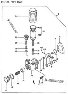  Двигатель Yanmar 3TN100E-ACG, узел -  Топливный насос 