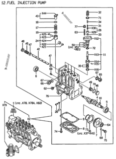  Двигатель Yanmar 4TN100E-ACGD, узел -  Топливный насос высокого давления (ТНВД) 