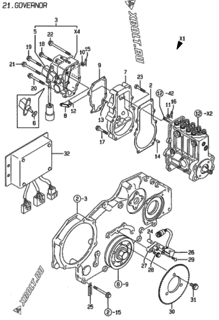  Двигатель Yanmar 4TN100E-ACGD, узел -  Регулятор оборотов 