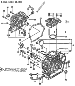  Двигатель Yanmar L48AE-DEGMR, узел -  Блок цилиндров 