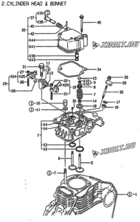  Двигатель Yanmar L48AE-DEGMR, узел -  Головка блока цилиндров (ГБЦ) 