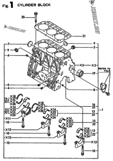  Двигатель Yanmar 3TNE88-ACGD, узел -  Блок цилиндров 