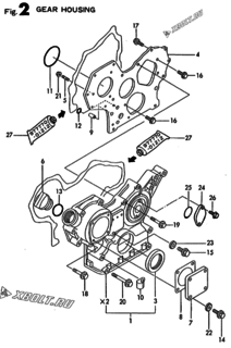  Двигатель Yanmar 3TNE88-ACG, узел -  Корпус редуктора 