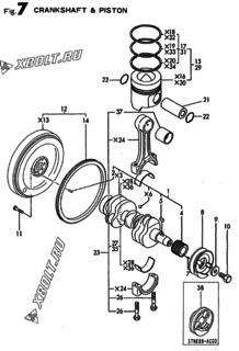  Двигатель Yanmar 3TNE88-ACG, узел -  Коленвал и поршень 