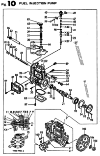  Двигатель Yanmar 3TNE88-ACG, узел -  Топливный насос высокого давления (ТНВД) 