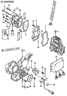  Двигатель Yanmar 3TNE88-ACGD, узел -  Регулятор оборотов 