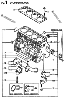  Двигатель Yanmar 4TNE88-ACG, узел -  Блок цилиндров 