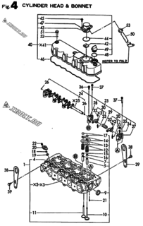  Двигатель Yanmar 4TNE88-ACG, узел -  Головка блока цилиндров (ГБЦ) 
