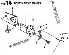  Двигатель Yanmar 4TNE88-ACG, узел -  Устройство остановки двигателя 