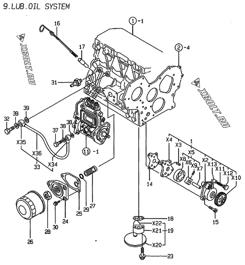  Система смазки двигателя Yanmar 3TNE82A-AF