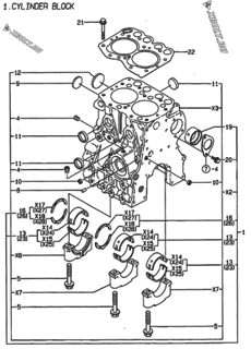  Двигатель Yanmar 2TN66E-DB, узел -  Блок цилиндров 
