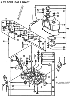  Двигатель Yanmar 2TN66E-DB, узел -  Головка блока цилиндров (ГБЦ) 