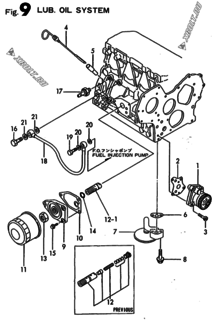  Двигатель Yanmar 3TNE88-AMM, узел -  Система смазки 
