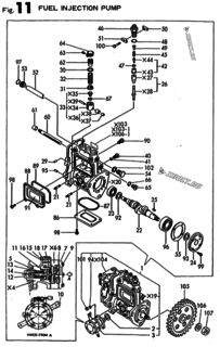  Двигатель Yanmar 3TNE88-AMM, узел -  Топливный насос высокого давления (ТНВД) 
