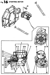  Двигатель Yanmar 3TNE88-AMM, узел -  Стартер 