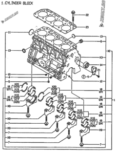  Двигатель Yanmar 4TNE84T-NS, узел -  Блок цилиндров 