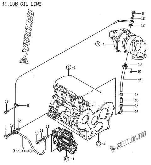  Система смазки двигателя Yanmar 4TNE84T-NS