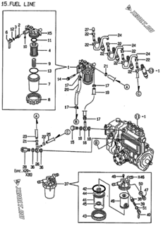  Двигатель Yanmar 4TNE84T-NS, узел -  Топливопровод 