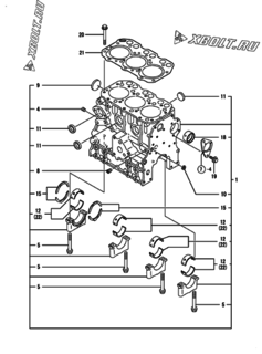  Двигатель Yanmar 3TNE74-NSR, узел -  Блок цилиндров 