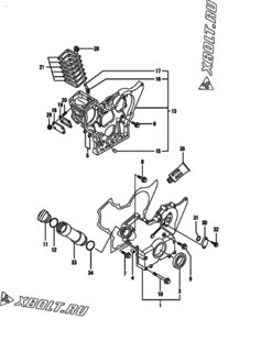 Двигатель Yanmar 3TNE74-NSR, узел -  Корпус редуктора 