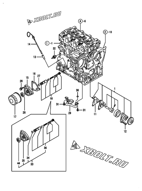  Система смазки двигателя Yanmar 3TNE74-NSR
