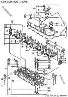  Двигатель Yanmar 4TNE88-NSR, узел -  Головка блока цилиндров (ГБЦ) 
