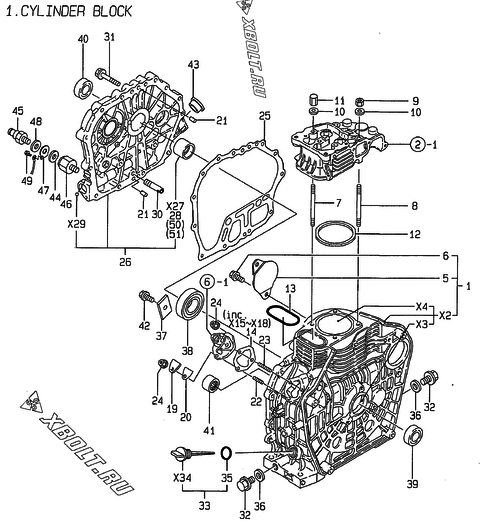  Блок цилиндров двигателя Yanmar L100ACE-DEG6