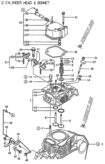  Головка блока цилиндров (ГБЦ) двигателя Yanmar L100ACE-DEG6