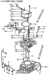  Двигатель Yanmar L100ACE-DEG6, узел -  Головка блока цилиндров (ГБЦ) 