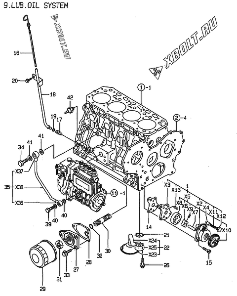  Система смазки двигателя Yanmar 4TNE88-MS