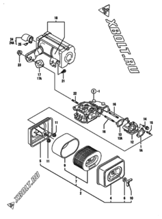 Двигатель Yanmar L48AE-DEVBO, узел -  Воздушный фильтр и глушитель 