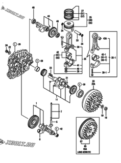  Двигатель Yanmar L48AE-DEVBO, узел -  Коленвал, поршень и распредвал 