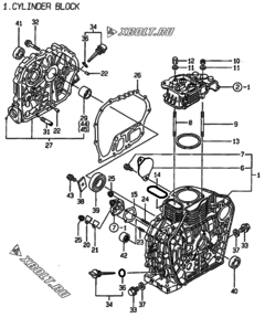  Двигатель Yanmar L70AE-DEVBO, узел -  Блок цилиндров 