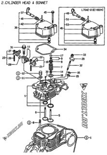  Двигатель Yanmar L70AE-DVBO, узел -  Головка блока цилиндров (ГБЦ) 