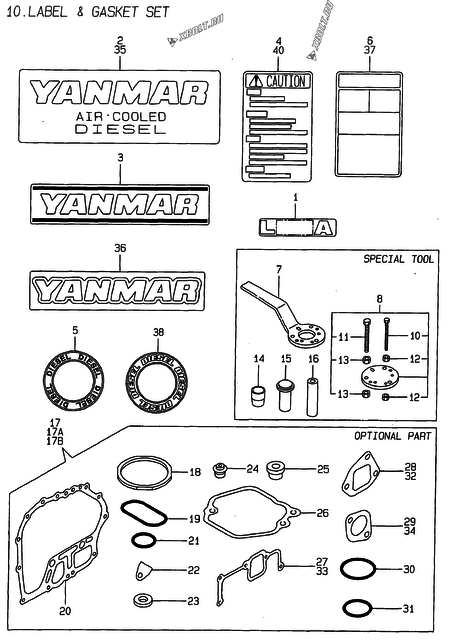  ЯРЛЫКИ двигателя Yanmar L100AE-DEVBO