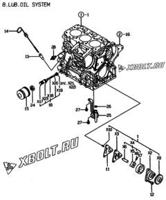  Двигатель Yanmar 3TNE68C-EKM, узел -  Система смазки 