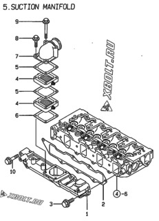  Двигатель Yanmar 4TNE88-HP, узел -  Впускной коллектор 