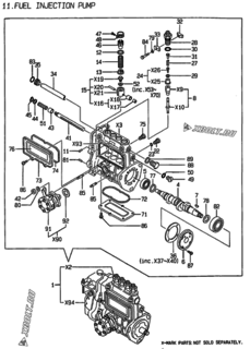  Двигатель Yanmar 4TNE88-HP, узел -  Топливный насос высокого давления (ТНВД) 