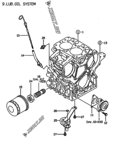  Двигатель Yanmar 2TNE68-HIN, узел -  Система смазки 