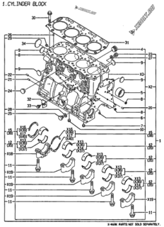  Двигатель Yanmar 4TN100E-FMV2, узел -  Блок цилиндров 