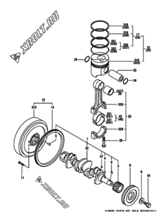  Двигатель Yanmar 4TN100E-FMV2, узел -  Коленвал и поршень 