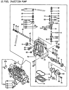  Двигатель Yanmar 4TN100E-FMV2, узел -  Топливный насос высокого давления (ТНВД) 