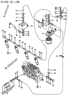  Двигатель Yanmar 4TN100E-FMV2, узел -  Топливопровод 