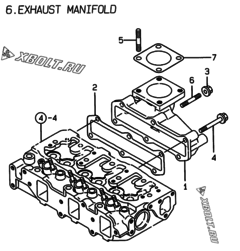  Двигатель Yanmar 3TNE84C-EKG, узел -  Выпускной коллектор 