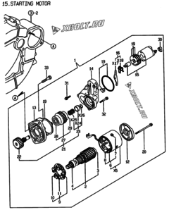  Двигатель Yanmar 3TNE84C-EKG, узел -  Стартер 