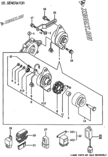  Двигатель Yanmar 3TNE68-NSR, узел -  Генератор 