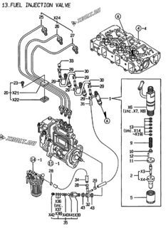  Двигатель Yanmar 3TNE88-NSR, узел -  Форсунка 