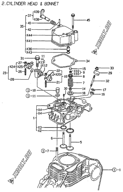  Головка блока цилиндров (ГБЦ) двигателя Yanmar L40AE-DGEB