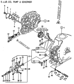  Двигатель Yanmar L40AE-DGEB, узел -  Масляный насос 